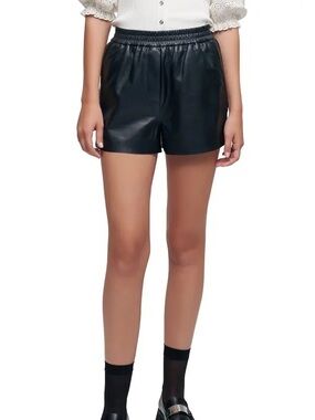 Maje Black Icono Leather Shorts Size 40